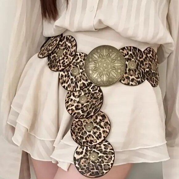 Leopard Print Wide Belt - Picture 1 of 6
